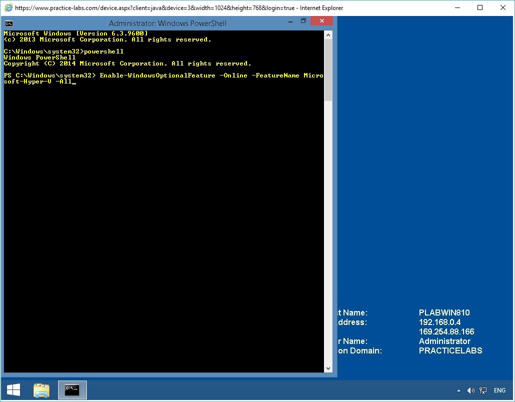 Practice Labs screenshot.